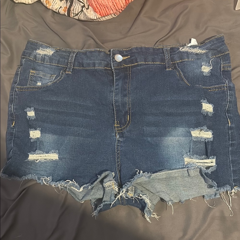 Distressed Denim Shorts